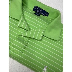 Polo by Ralph Lauren Mens Green Striped Short Sleeve Polo Shirt Medium‎